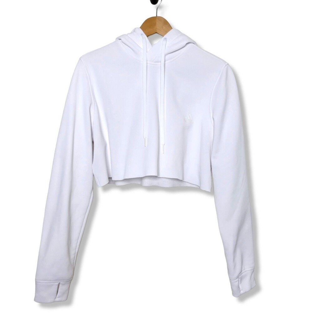 Adidas Originals Cropped Hoodie Women's XL Cut Cropped long Sleeve Solid White